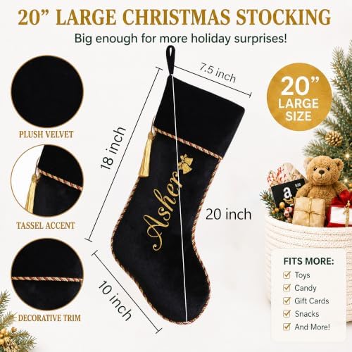 Personalized Christmas Stockings with Names 3 Pack Black White - Image 5