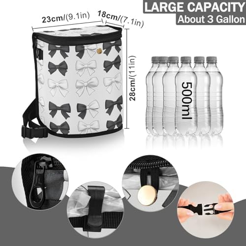 Car Trash Can Black White Bows Car Garbage Bag - Image 4
