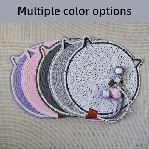Cat Scratcher Mat 16.9'' Round Natural Cotton Rope Double-Sided - Image 6