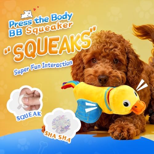 lilfrd Duck Dog Toy, Crinkle Squeaky Plush Interactive Chew Toy - Image 2
