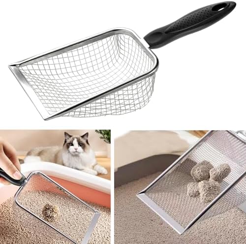 Cat Litter Scoop, Stainless Steel Cats Sturdy Mesh Scooper Kitty Metal Scooper - Image 6