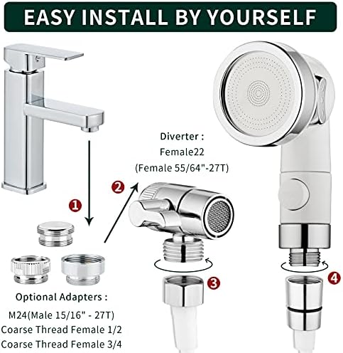ZCONIEY Sink Faucet Sprayer Attachment, Shower Head Attaches To Tub Faucet - Image 6