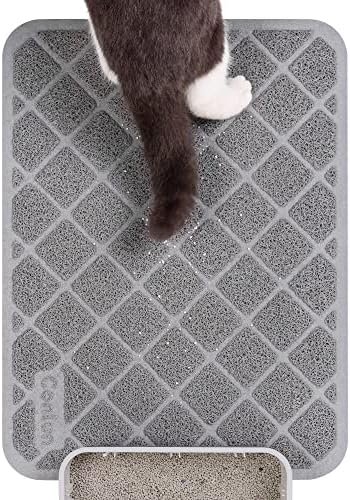 Conlun PVC Cat Litter Mat 24x15 Inch Grey, Less Waste Cat Litter Box Mat by Conlun
