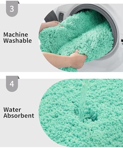 Disolla Mint Green Bathroom Rugs 24x36, Non-Slip Plush Thick Bath Mat - Image 5