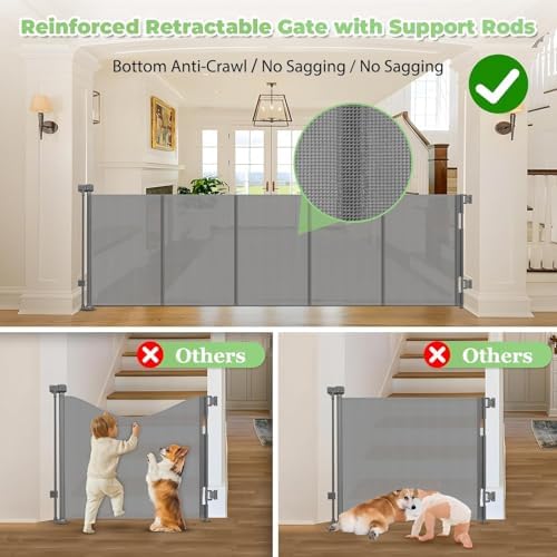 96 Inch Wide Reinforced Retractable Dog Gate, Prevents Crawling Under - Image 2