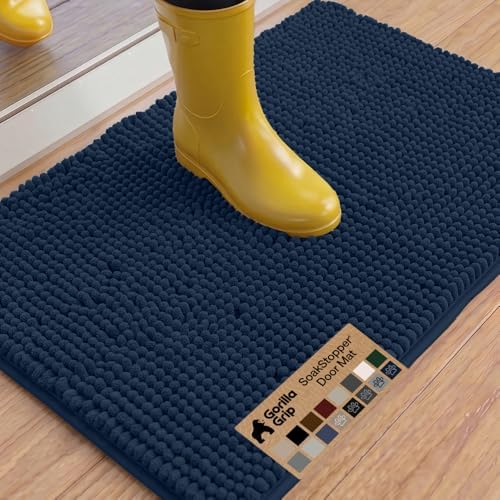 GORILLA GRIP SoakSTOPPER Dog Door Mat, Machine Wash and Dry, 36x24 Navy by GorillaGrip