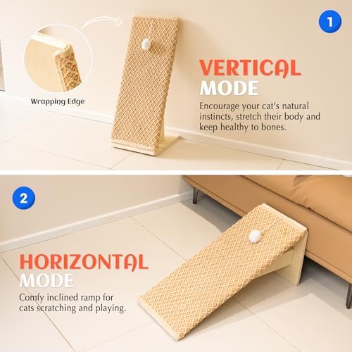 PETKARAY Inclined Cat Scratcher Ramp, 24.8'' Sisal Cat Scratcher - Image 3