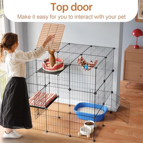 Oneluck 3-Tier Cat Cages Indoor Enclosure DIY Cat Playpen Catio Detachable - Image 2