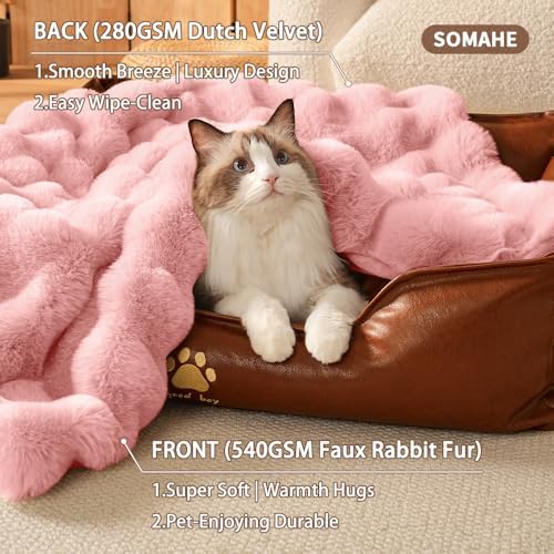 SOMAHE Soft Faux Fur Pet Blanket, Medium 28x22 Soft Pink - Image 4