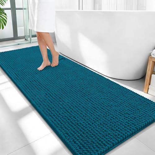 OLANLY Thick Chenille Bathroom Runner Rugs Mats 59x24, Peacock Blue by OLANLY
