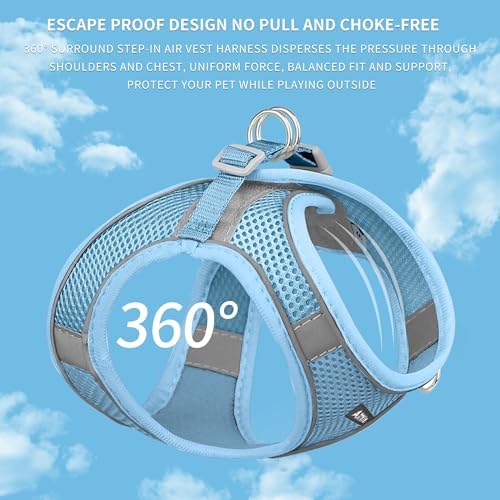 AIITLE Dog Harness and Leash Set, Step-in Puppy Pet Vest, Pure Blue M - Image 6