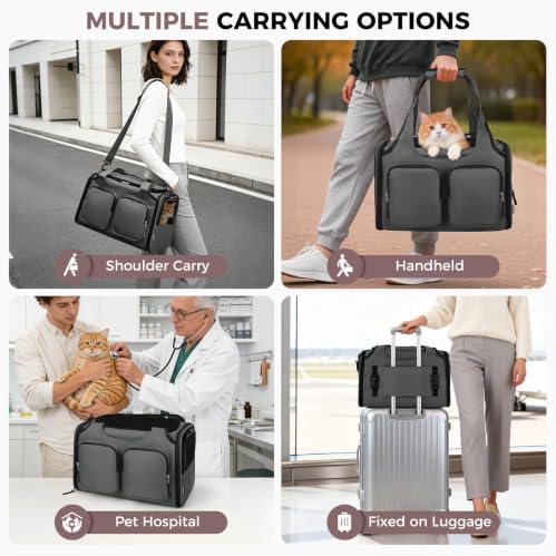 Dog Cat Carrier Airline Approved Collapsible Soft-Sided Pet Travel Bag - Image 6