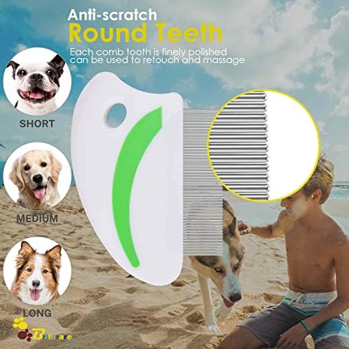 2 Pack Flea Lice Comb, Stainless Steel Dog Cat Grooming Combs - Image 5