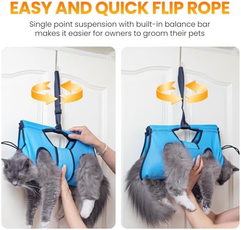 Pet Grooming Hammock for 5-11 lbs Pets, Door-Hook Hanging - Image 3