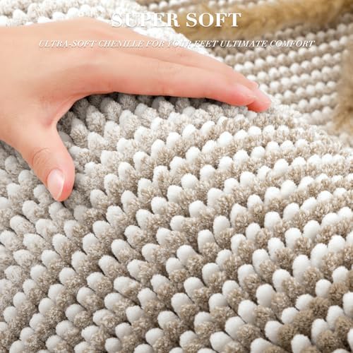 BBSICPRO Bathroom Rugs Sets 2 Piece, Non Slip Boho Bath Mats, Light Taupe - Image 3
