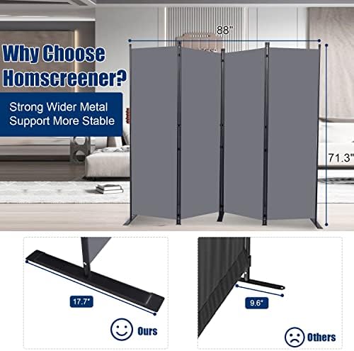Room Divider 4 Panel-88''Wide, 6FT Room Dividers and Folding Privacy Screens - Image 3