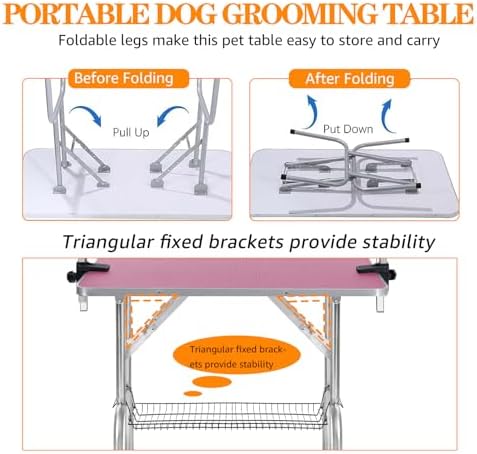 Professional Dog Pet Grooming Table Adjustable Heavy Duty Portable w/Arm & - Image 4