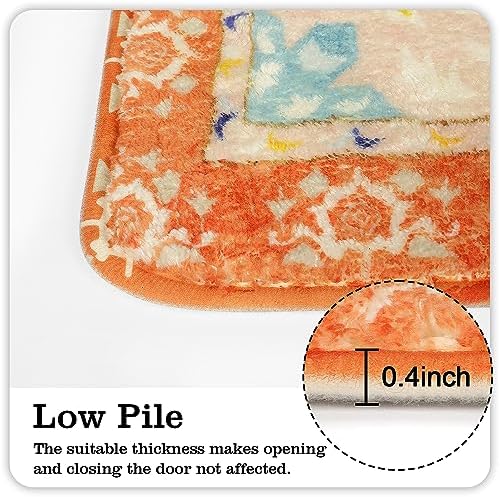 Uphome Boho Bathroom Runner Rug Orange Non-Slip Soft Bedroom Rug Machine - Image 5