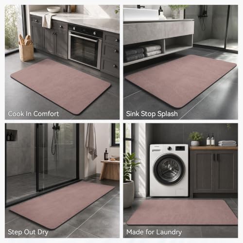 MontVoo -Bath Mat Rug-Rubber Backing Non Slip Quick Dry Absorbent Thin Bathroom - Image 6