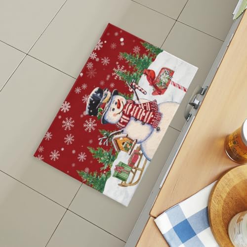 Giwawa Winter Snowman Bath Rug Red Bird Washable Bathroom Mat 16x24 Inch - Image 6
