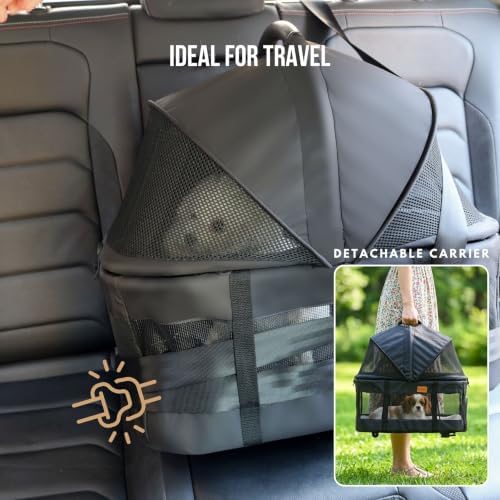 Bicystar 3 in 1 Pet Stroller, Cat Stroller w/Detachable Carrier - Image 5