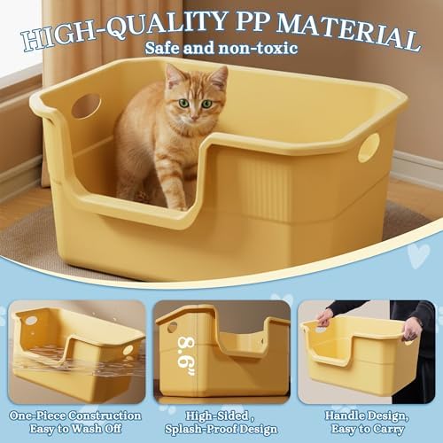 2 Pack Low Entry Litter Box for Kittens & Senior Cats, High Sided Litter Boxes - Image 3