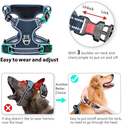 Timos Small Dog Harness, No Pull No Choke, Easy On & Off, Royal Blue - Image 3