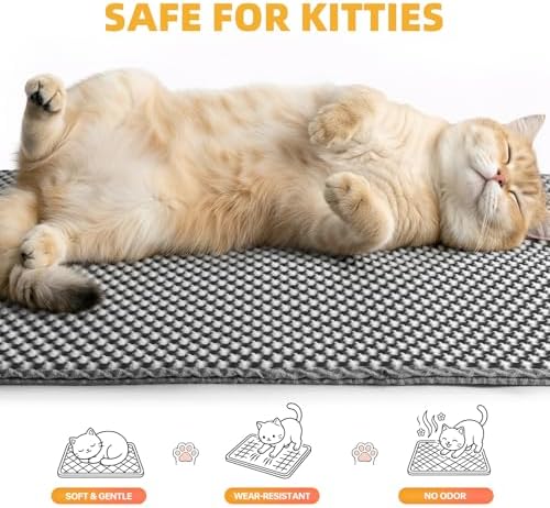 Cat Litter Mat 24x15 Inches, Honeycomb Double Layer Litter Trapping Mat - Image 3
