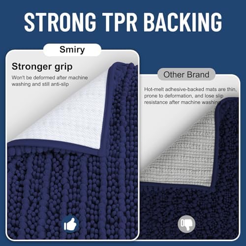 Smiry Bathroom Rugs 44X24, Extra Soft Rubber Backing Chenille Bath Mats - Image 3
