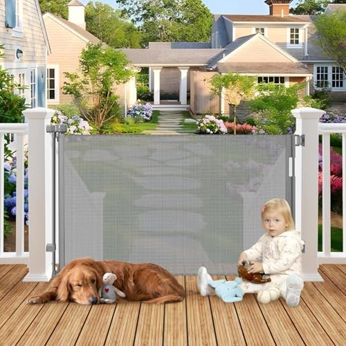 100" Wide Weatherproof Outdoor Retractable Dog Gate, Baby Gates Extra Wide by SpecializinginBabySafetyProducts