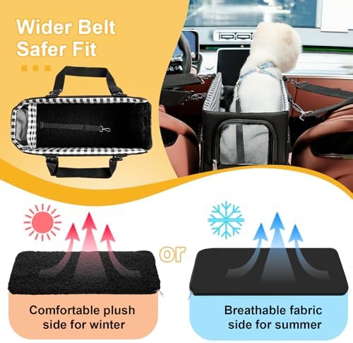 Console Dog Car Seat for Small Dogs Cats Up to 11lbs, Anti-Collapse Pet Armrest - Image 5