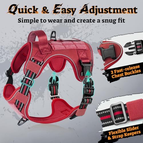 rabbitgoo Tactical Dog Harness for Large Dogs, No Pull Service Pet Vest - Image 2