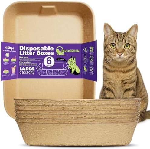JINVOGREEN 8 Pack Disposable Litter Boxes by JINVOGREEN