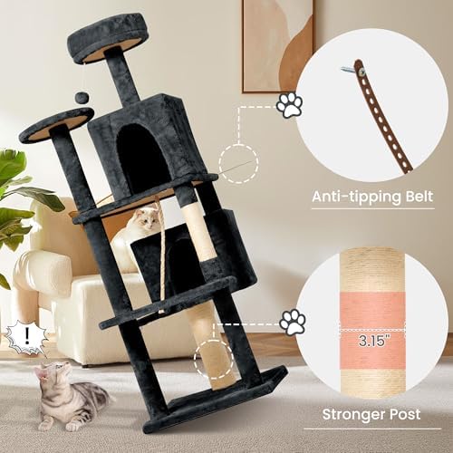 58.5inch Large Cat Tree Tower Condo - Image 3