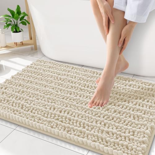 Smiry Bathroom Rugs 34X21, Extra Soft Rubber Backing Chenille Bath Mats by Smiry