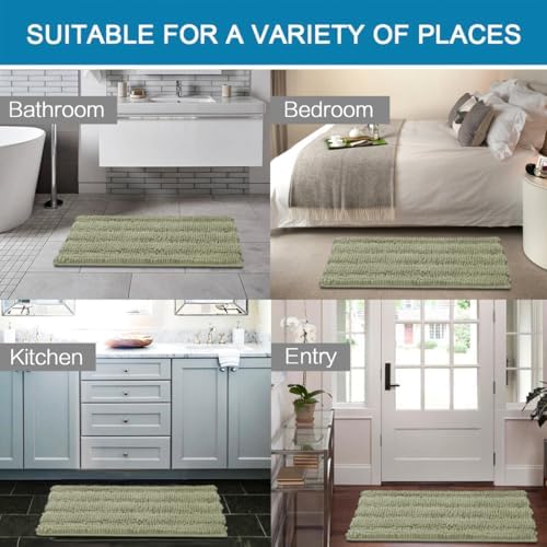 H.VERSAILTEX Bath Mats for Bathroom Non Slip Thick Chenille Striped Bath Rug - Image 6