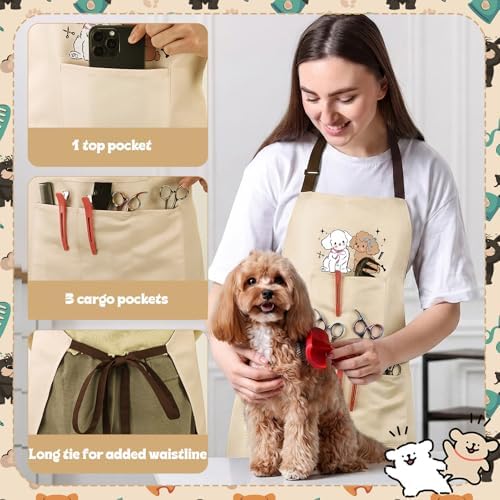 Dog Grooming Apron with 4 Pockets Grooming Apron - Image 4