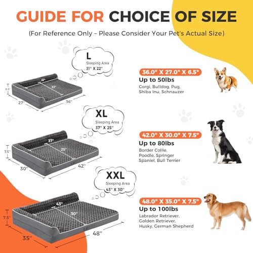Orthopedic Dog Bed for Medium Size Dog, Dark Grey - Image 4