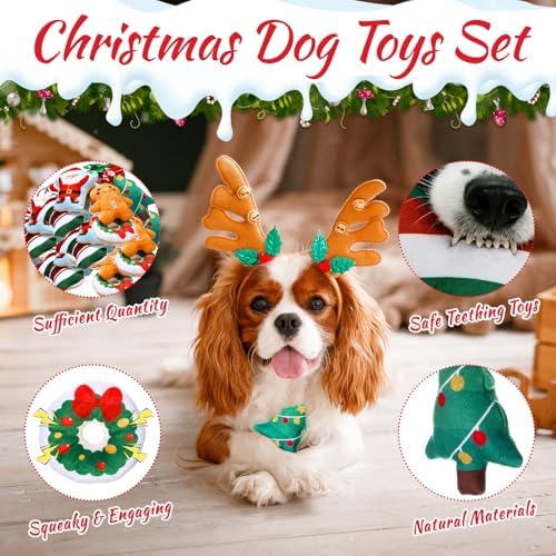 Soulchen 40 Pcs Christmas Dog Squeaky Toys, 8 Styles Plush Toys Bulk - Image 5