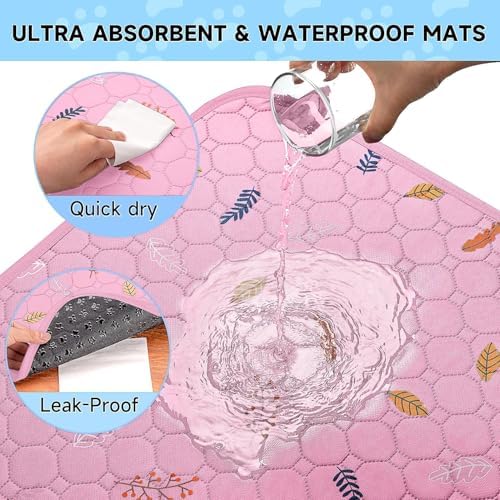 Sunheir Washable Pee Pads for Small Pet 5-Pack, Reusable Pet Training Pads - Image 3