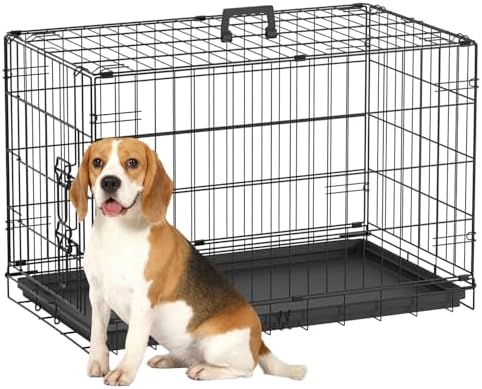 FDW | 30" Foldable Metal Dog Crate | Dark Black | Cage by FDW
