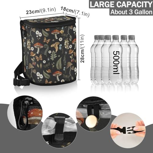 Mushrooms Car Trash Can Vintage Flower Butterfly Dragonfly Car Garbage Bag - Image 5
