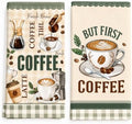 2 Pack Coffee Kitchen Towels, Coffee Cup Decorative Dish Towel Set by Z-synka