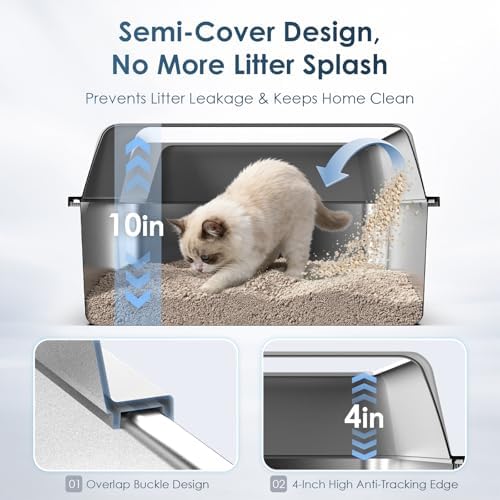 Suzzipaws 17.3"x13.4"x15" Stainless Steel Cat Litter Box - Image 2