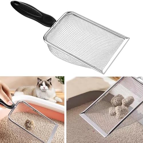 Cat Litter Scoop, Stainless Steel Cats Sturdy Mesh Scooper Kitty Metal Scooper - Image 5