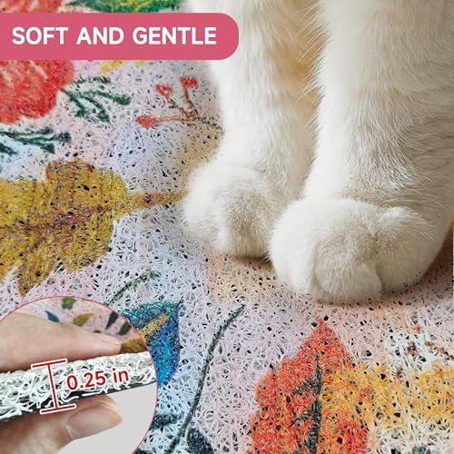 Cat Litter Mat, Upgrade Non-Slip Kitty Litter mat, Traps 100% Litter, Soft on - Image 6
