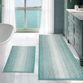 BSICPRO Bathroom Rugs Sets 2 Piece, Non Slip Striped Bath Mats, Aqua Green by BSICPRO