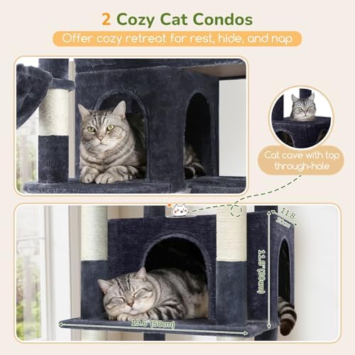 Globlazer 80in XXL Extra Large Corner Cat Tree Tower, Dark Grey - Image 3