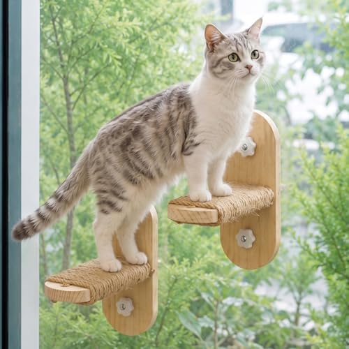 PETKARAY Large Cat Window Shelf, Upgraded Window Stairs by PETKARAY
