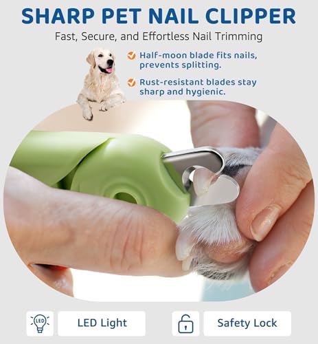 Pet Nail Clipper with Light for Cats & Small Dogs Puppies, Ultra Bright LED to - Image 2
